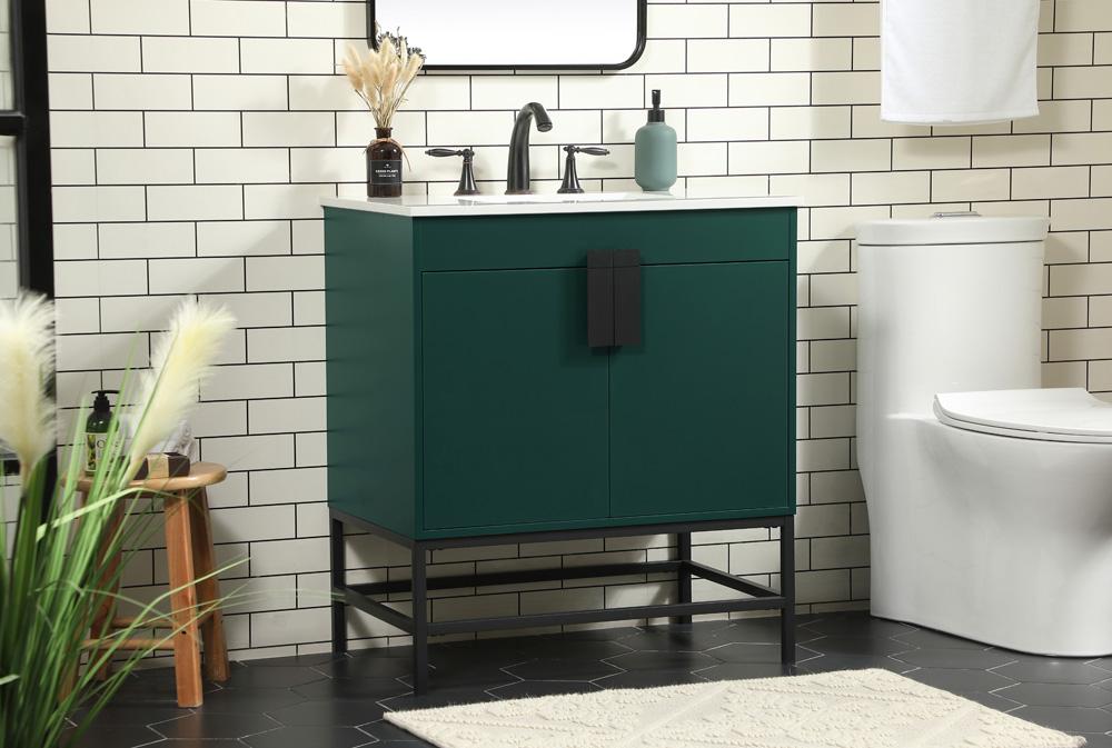 Elegant Furniture & Lighting - Eugene 30 inch Single bathroom vanity in green - VF48830MGN veiw 3