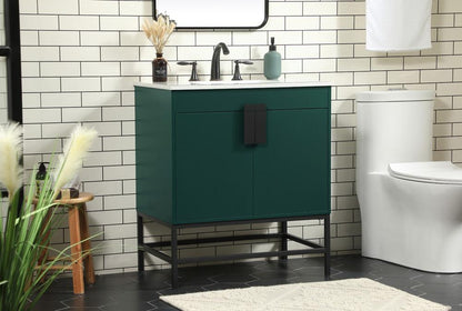 Elegant Furniture & Lighting - Eugene 30 inch Single bathroom vanity in green - VF48830MGN veiw 3