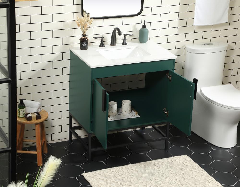 Elegant Furniture & Lighting - Eugene 30 inch Single bathroom vanity in green - VF48830MGN veiw 4