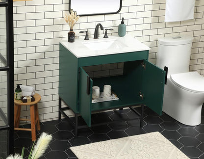 Elegant Furniture & Lighting - Eugene 30 inch Single bathroom vanity in green - VF48830MGN veiw 4