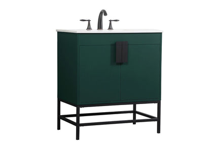 Elegant Furniture & Lighting - Eugene 30 inch Single bathroom vanity in green - VF48830MGN veiw 8