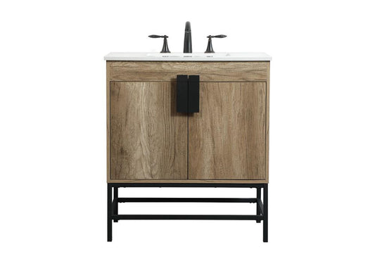 Elegant Furniture & Lighting - Eugene 30 inch Single bathroom vanity in natural oak - VF48830NT veiw 1