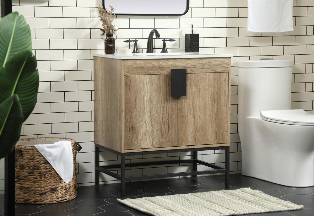 Elegant Furniture & Lighting - Eugene 30 inch Single bathroom vanity in natural oak - VF48830NT veiw 3