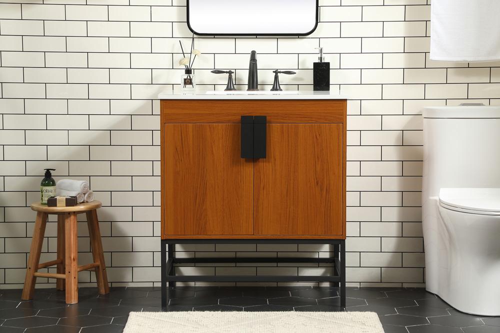Elegant Furniture & Lighting - Eugene 30 inch Single bathroom vanity in teak - VF48830MTK veiw 2