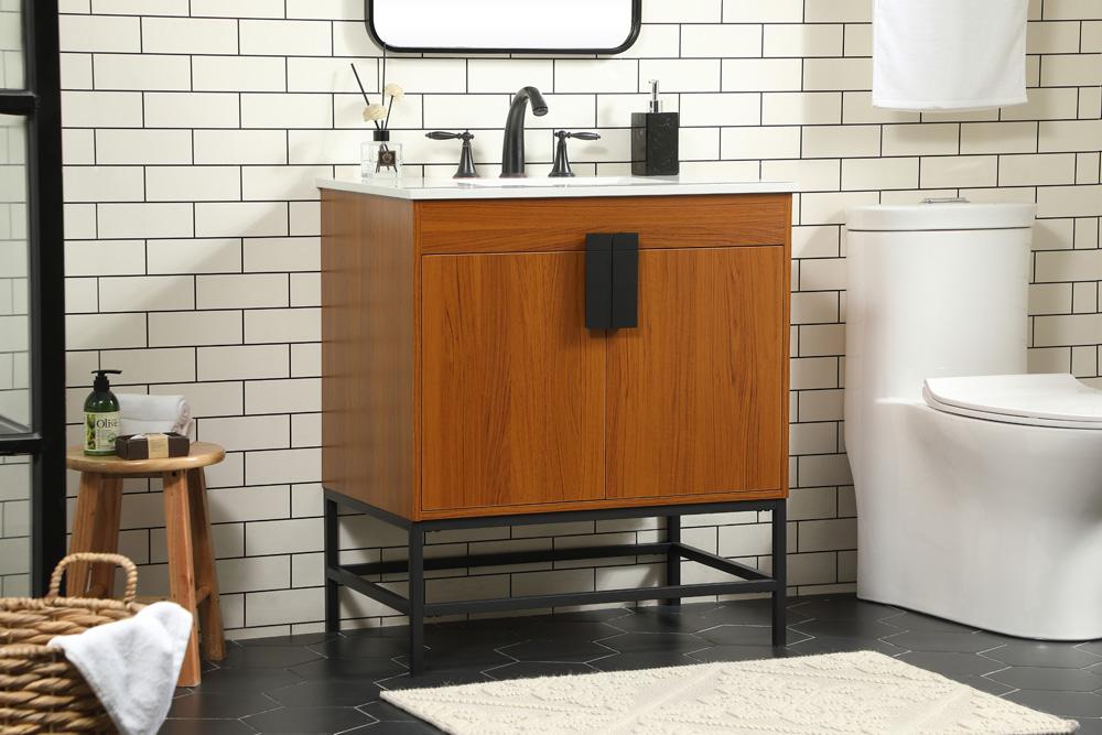 Elegant Furniture & Lighting - Eugene 30 inch Single bathroom vanity in teak - VF48830MTK veiw 3