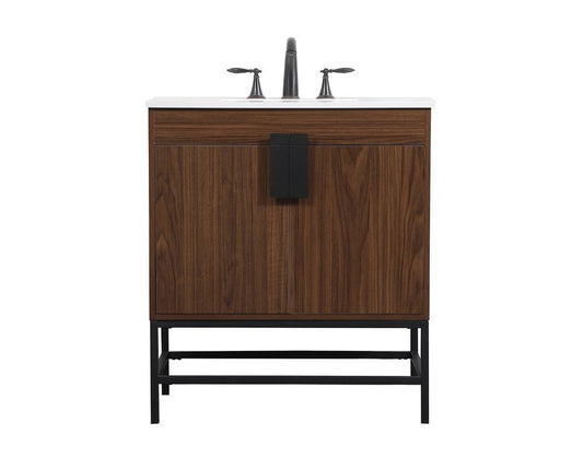 Elegant Furniture & Lighting - Eugene 30 inch Single bathroom vanity in walnut - VF48830MWT veiw 1
