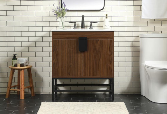 Elegant Furniture & Lighting - Eugene 30 inch Single bathroom vanity in walnut - VF48830MWT veiw 2