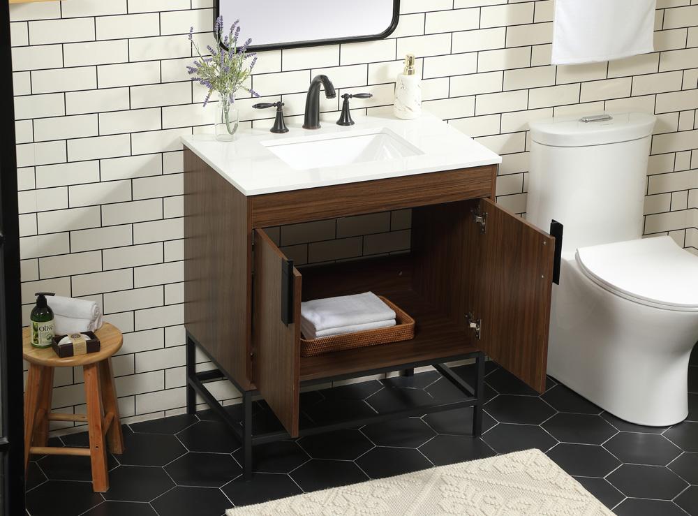 Elegant Furniture & Lighting - Eugene 30 inch Single bathroom vanity in walnut - VF48830MWT veiw 4