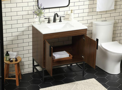Elegant Furniture & Lighting - Eugene 30 inch Single bathroom vanity in walnut - VF48830MWT veiw 4