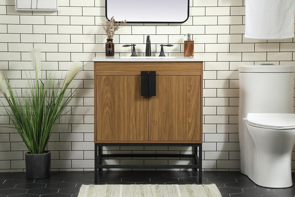 Elegant Furniture & Lighting - Eugene 30 inch Single bathroom vanity in walnut brown - VF48830WB veiw 2