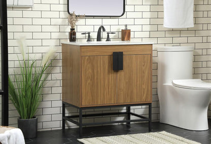 Elegant Furniture & Lighting - Eugene 30 inch Single bathroom vanity in walnut brown - VF48830WB veiw 3