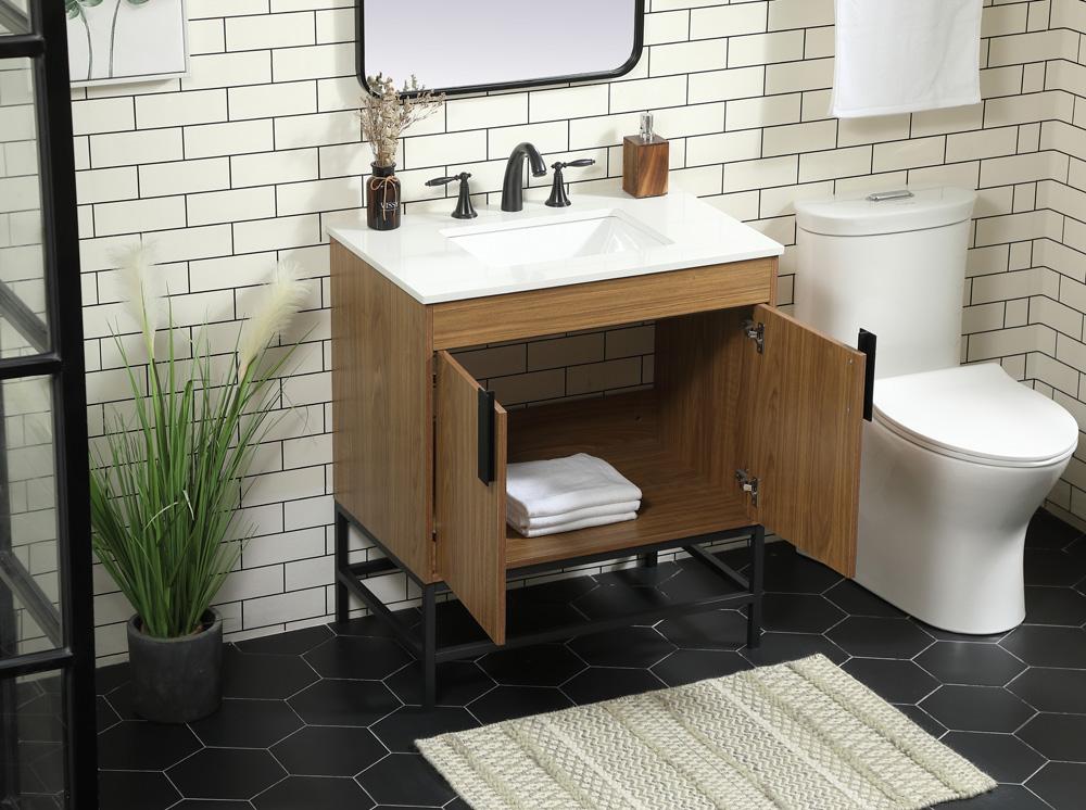 Elegant Furniture & Lighting - Eugene 30 inch Single bathroom vanity in walnut brown - VF48830WB veiw 4