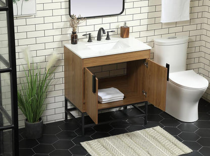 Elegant Furniture & Lighting - Eugene 30 inch Single bathroom vanity in walnut brown - VF48830WB veiw 4