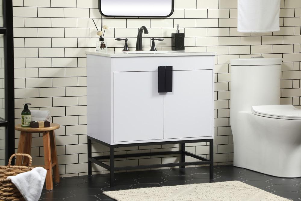 Elegant Furniture & Lighting - Eugene 30 inch Single bathroom vanity in white - VF48830MWH veiw 3