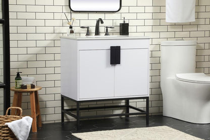 Elegant Furniture & Lighting - Eugene 30 inch Single bathroom vanity in white - VF48830MWH veiw 3