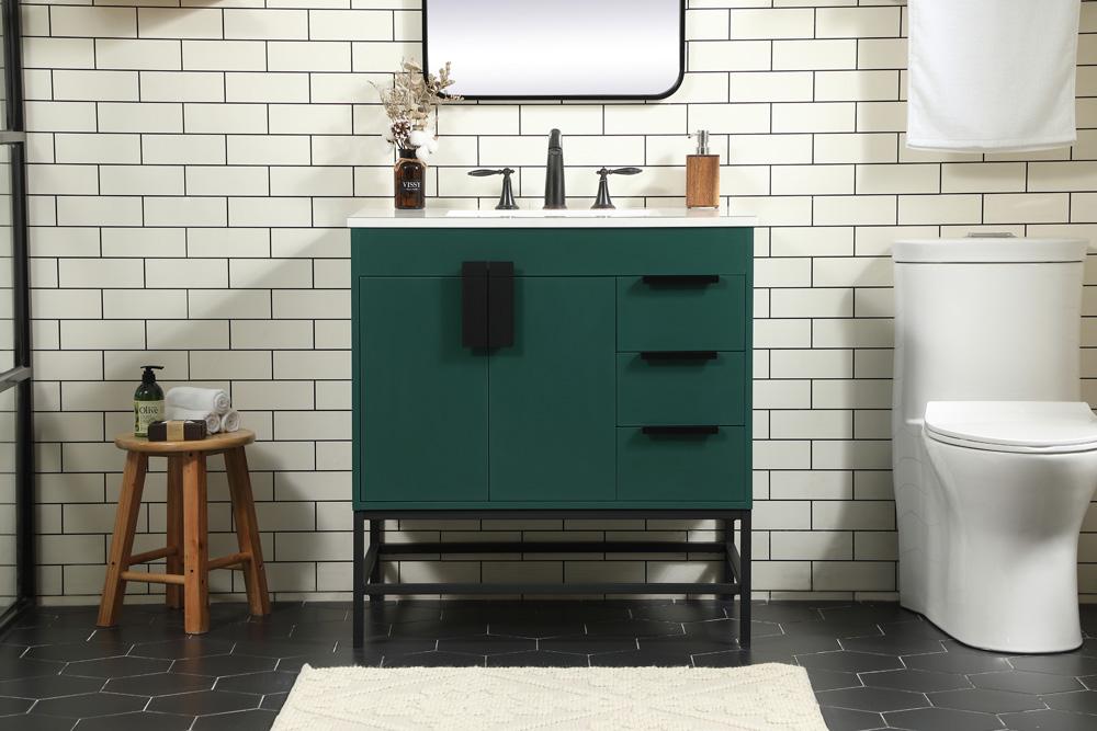 Elegant Furniture & Lighting - Eugene 32 inch Single bathroom vanity in green - VF48832MGN veiw 2