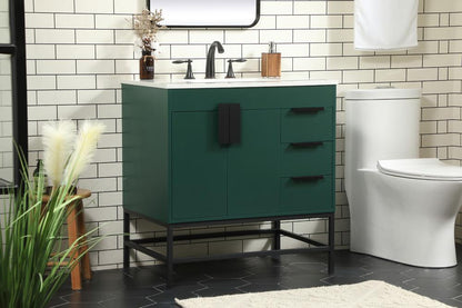 Elegant Furniture & Lighting - Eugene 32 inch Single bathroom vanity in green - VF48832MGN veiw 3