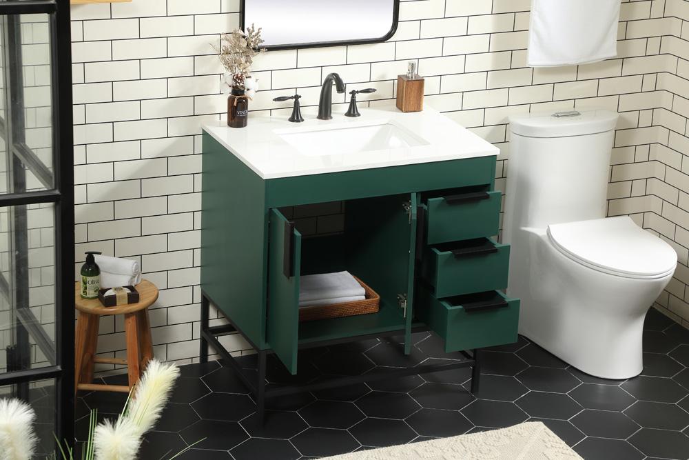 Elegant Furniture & Lighting - Eugene 32 inch Single bathroom vanity in green - VF48832MGN veiw 4
