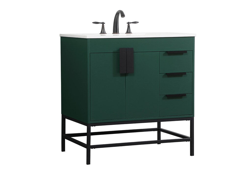 Elegant Furniture & Lighting - Eugene 32 inch Single bathroom vanity in green - VF48832MGN veiw 8