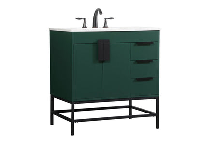 Elegant Furniture & Lighting - Eugene 32 inch Single bathroom vanity in green - VF48832MGN veiw 8