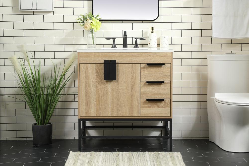 Elegant Furniture & Lighting - Eugene 32 inch Single bathroom vanity in mango wood - VF48832MW veiw 2