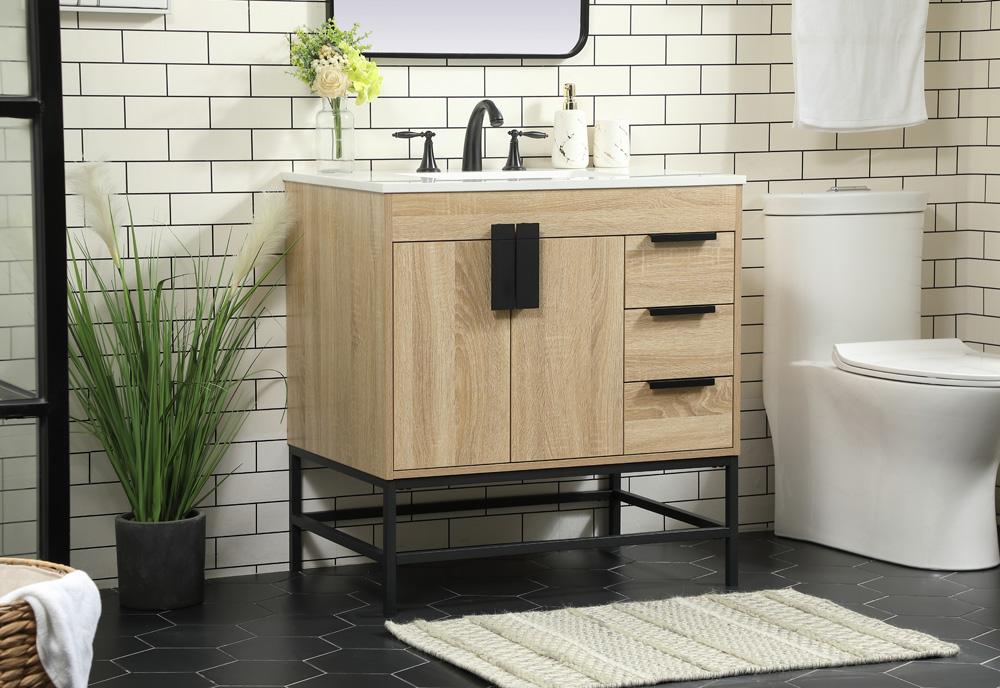 Elegant Furniture & Lighting - Eugene 32 inch Single bathroom vanity in mango wood - VF48832MW veiw 3