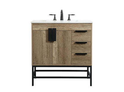 Elegant Furniture & Lighting - Eugene 32 inch Single bathroom vanity in natural oak - VF48832NT veiw 1