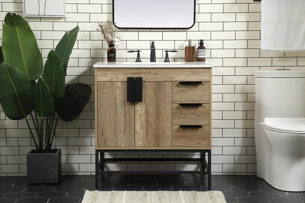 Elegant Furniture & Lighting - Eugene 32 inch Single bathroom vanity in natural oak - VF48832NT veiw 2