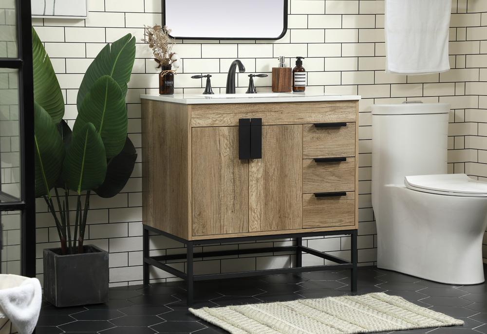 Elegant Furniture & Lighting - Eugene 32 inch Single bathroom vanity in natural oak - VF48832NT veiw 3