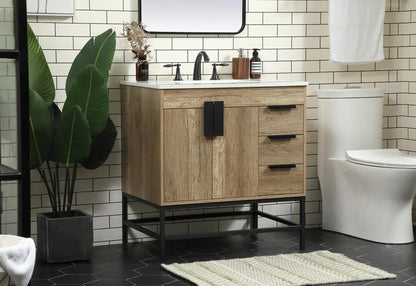 Elegant Furniture & Lighting - Eugene 32 inch Single bathroom vanity in natural oak - VF48832NT veiw 3