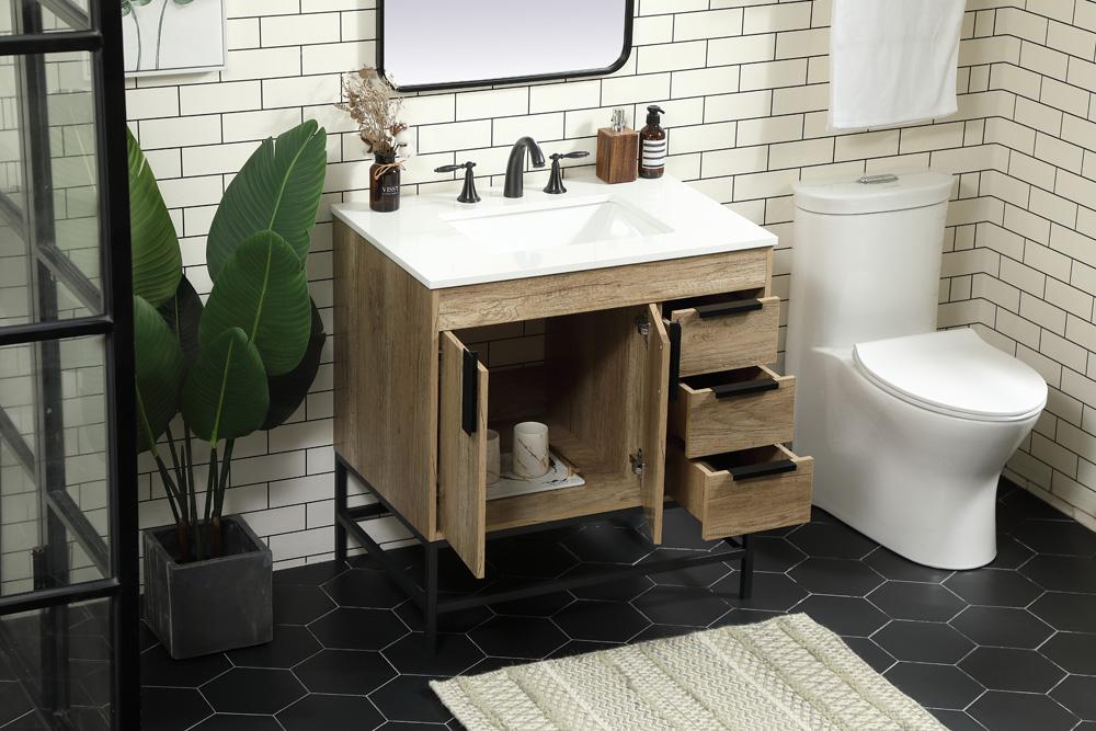 Elegant Furniture & Lighting - Eugene 32 inch Single bathroom vanity in natural oak - VF48832NT veiw 4