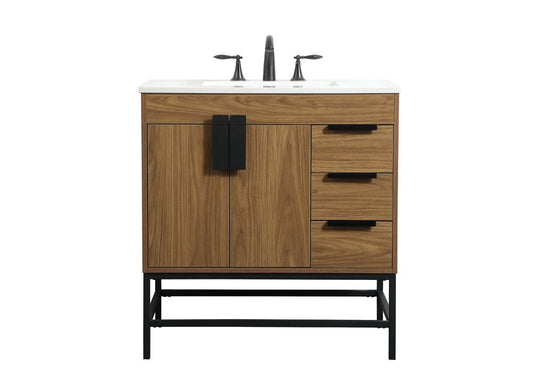 Elegant Furniture & Lighting - Eugene 32 inch Single bathroom vanity in walnut brown - VF48832WB veiw 1
