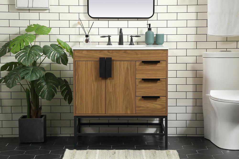 Elegant Furniture & Lighting - Eugene 32 inch Single bathroom vanity in walnut brown - VF48832WB veiw 2
