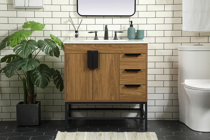 Elegant Furniture & Lighting - Eugene 32 inch Single bathroom vanity in walnut brown - VF48832WB veiw 2