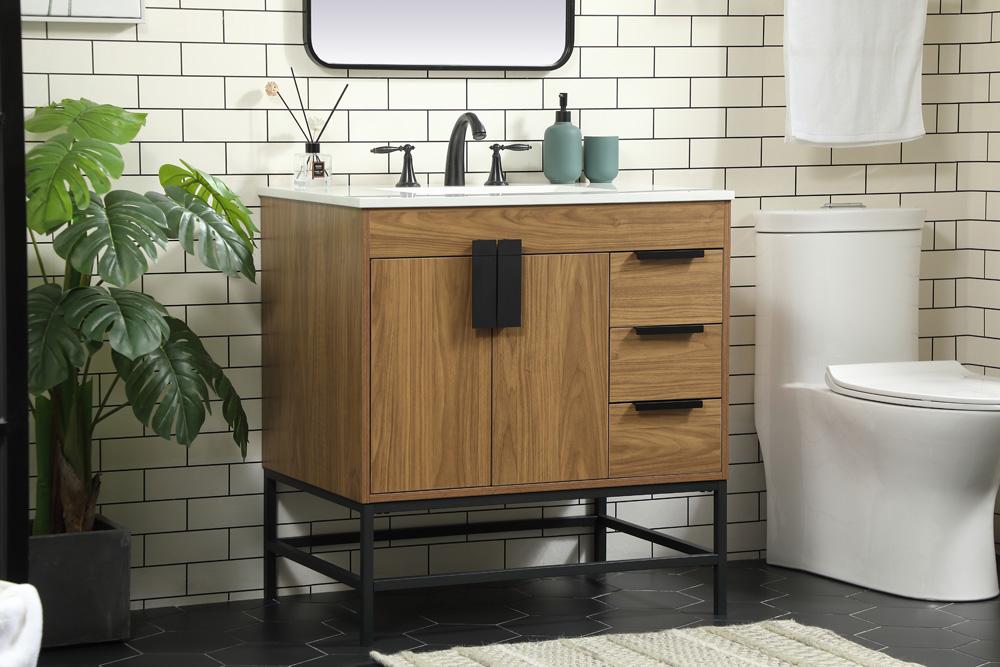 Elegant Furniture & Lighting - Eugene 32 inch Single bathroom vanity in walnut brown - VF48832WB veiw 3