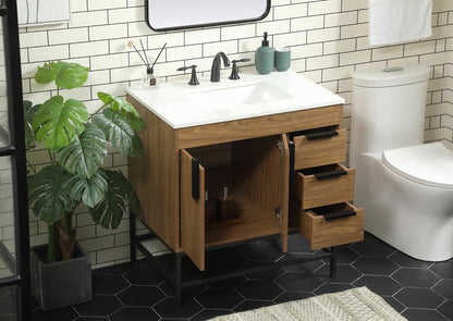 Elegant Furniture & Lighting - Eugene 32 inch Single bathroom vanity in walnut brown - VF48832WB veiw 4