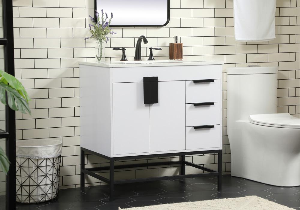 Elegant Furniture & Lighting - Eugene 32 inch Single bathroom vanity in white - VF48832MWH veiw 3