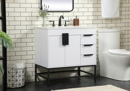 Elegant Furniture & Lighting - Eugene 32 inch Single bathroom vanity in white - VF48832MWH veiw 3