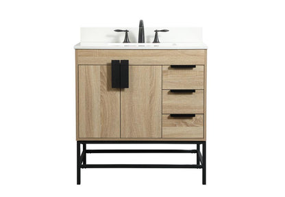 Elegant Furniture & Lighting - Eugene 32 inch Single bathroom vanity in mango wood with backsplash - VF48832MW-BS veiw 1