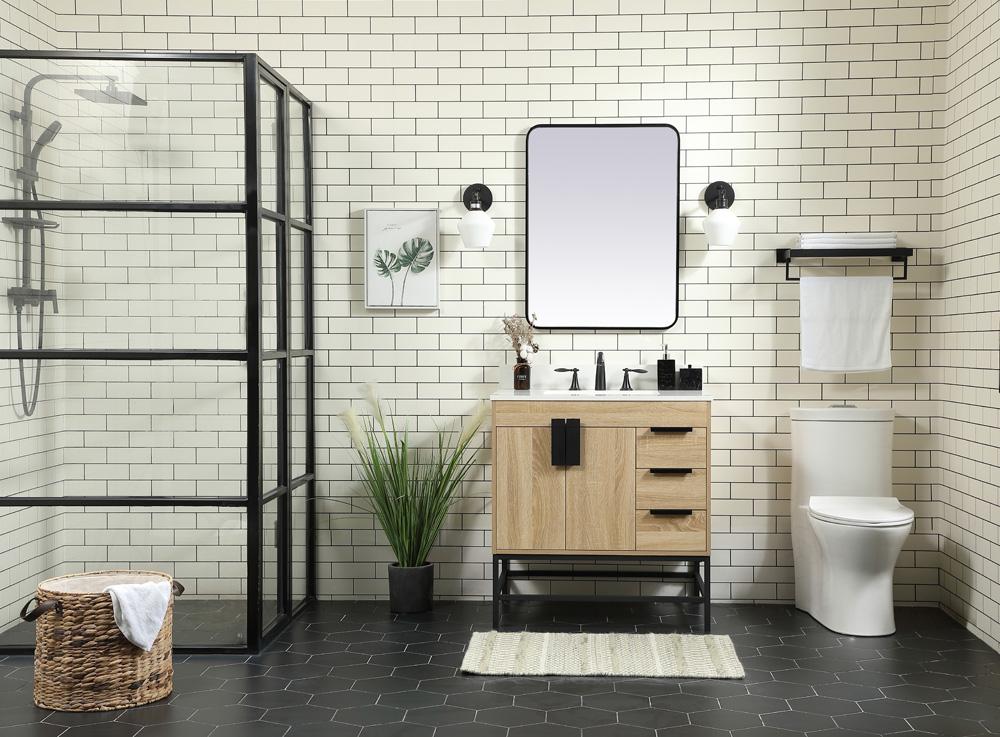 Elegant Furniture & Lighting - Eugene 32 inch Single bathroom vanity in mango wood with backsplash - VF48832MW-BS veiw 5