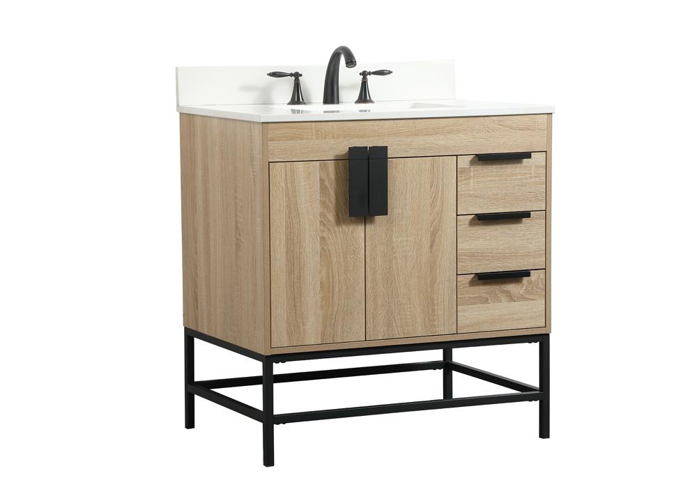 Elegant Furniture & Lighting - Eugene 32 inch Single bathroom vanity in mango wood with backsplash - VF48832MW-BS veiw 8