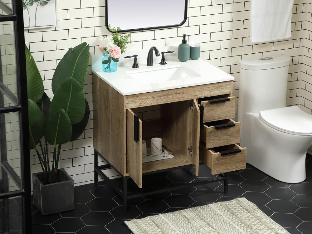 Elegant Furniture & Lighting - Eugene 32 inch Single bathroom vanity in natural oak with backsplash - VF48832NT-BS veiw 4