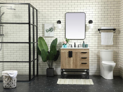 Elegant Furniture & Lighting - Eugene 32 inch Single bathroom vanity in natural oak with backsplash - VF48832NT-BS veiw 5