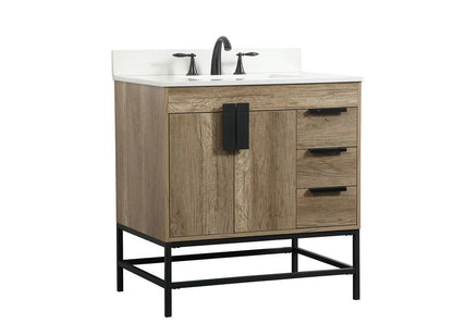Elegant Furniture & Lighting - Eugene 32 inch Single bathroom vanity in natural oak with backsplash - VF48832NT-BS veiw 8