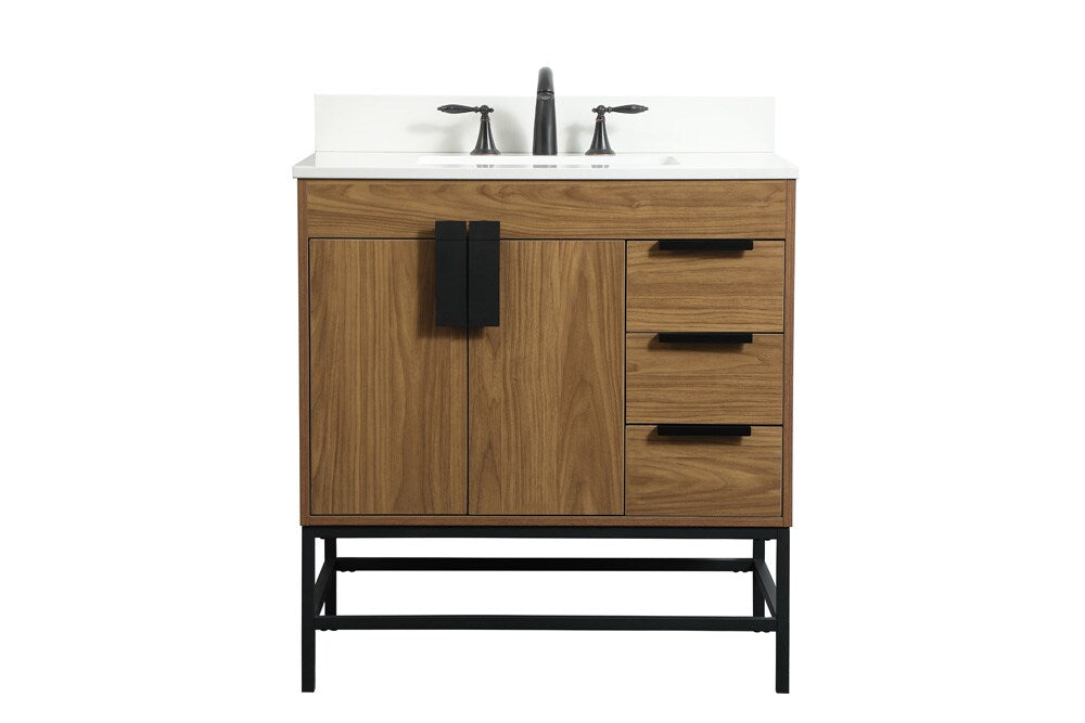 Elegant Furniture & Lighting - Eugene 32 inch Single bathroom vanity in walnut brown with backsplash - VF48832WB-BS veiw 1