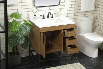 Elegant Furniture & Lighting - Eugene 32 inch Single bathroom vanity in walnut brown with backsplash - VF48832WB-BS veiw 4