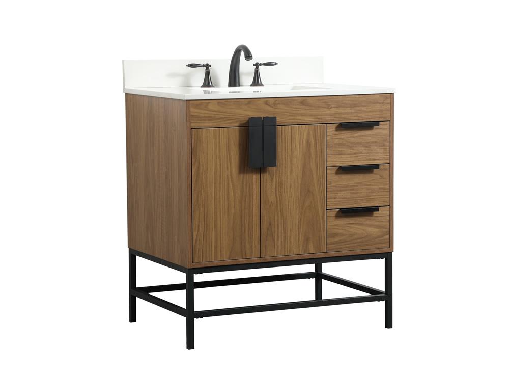 Elegant Furniture & Lighting - Eugene 32 inch Single bathroom vanity in walnut brown with backsplash - VF48832WB-BS veiw 8