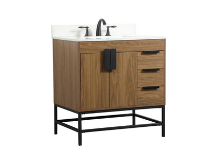 Elegant Furniture & Lighting - Eugene 32 inch Single bathroom vanity in walnut brown with backsplash - VF48832WB-BS veiw 8