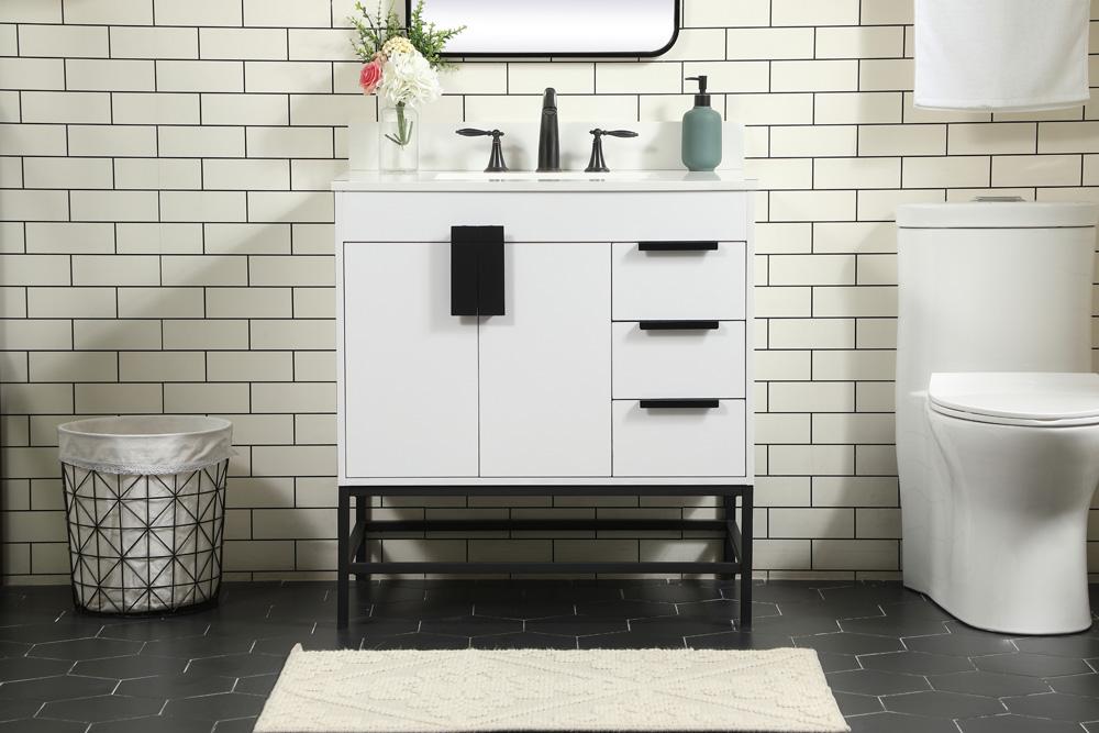 Elegant Furniture & Lighting - Eugene 32 inch Single bathroom vanity in white with backsplash - VF48832MWH-BS veiw 2