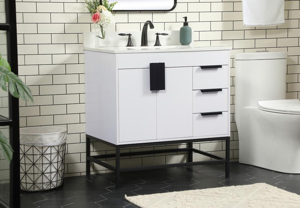 Elegant Furniture & Lighting - Eugene 32 inch Single bathroom vanity in white with backsplash - VF48832MWH-BS veiw 3